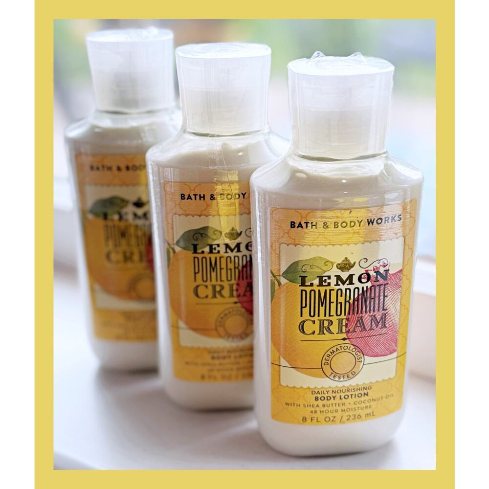Bath & Body Works 8 oz Lemon Pomegranate Cream Daily Nourishing Body Lotion x3 - Picture 2 of 4